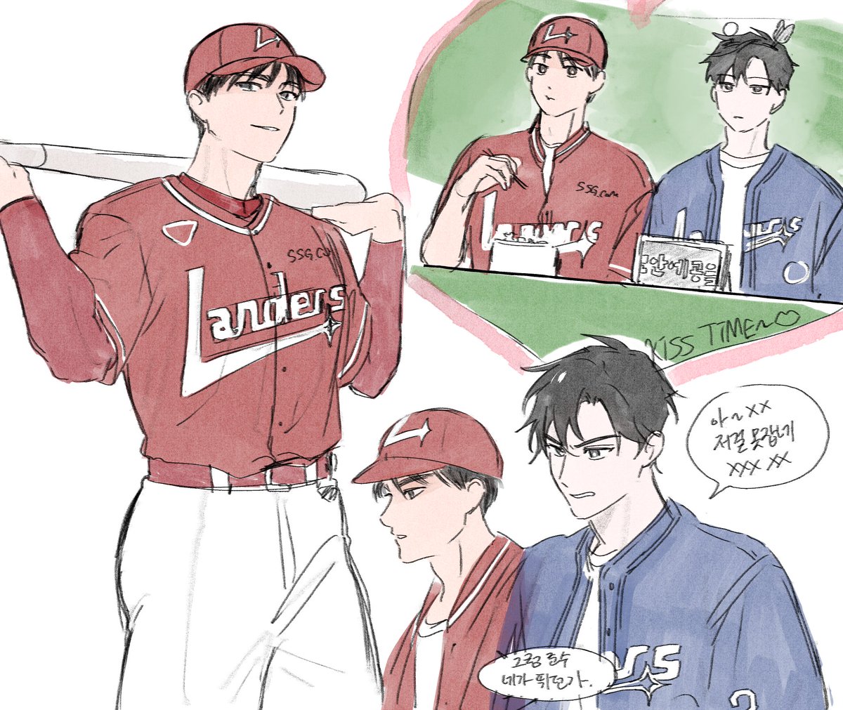 야구 4승해서 빵준 또그렸어요!!