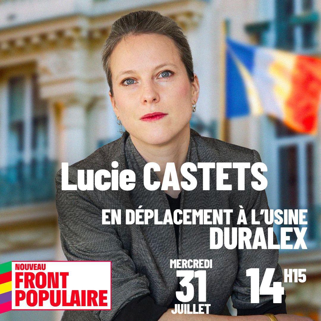 📣 Lucie Castets, la future Première Ministre proposée par le Nouveau Front Populaire, visitera Duralex ! 

📅 Demain, mercredi 31 juillet, à partir de 14h15 ! 

#NFP