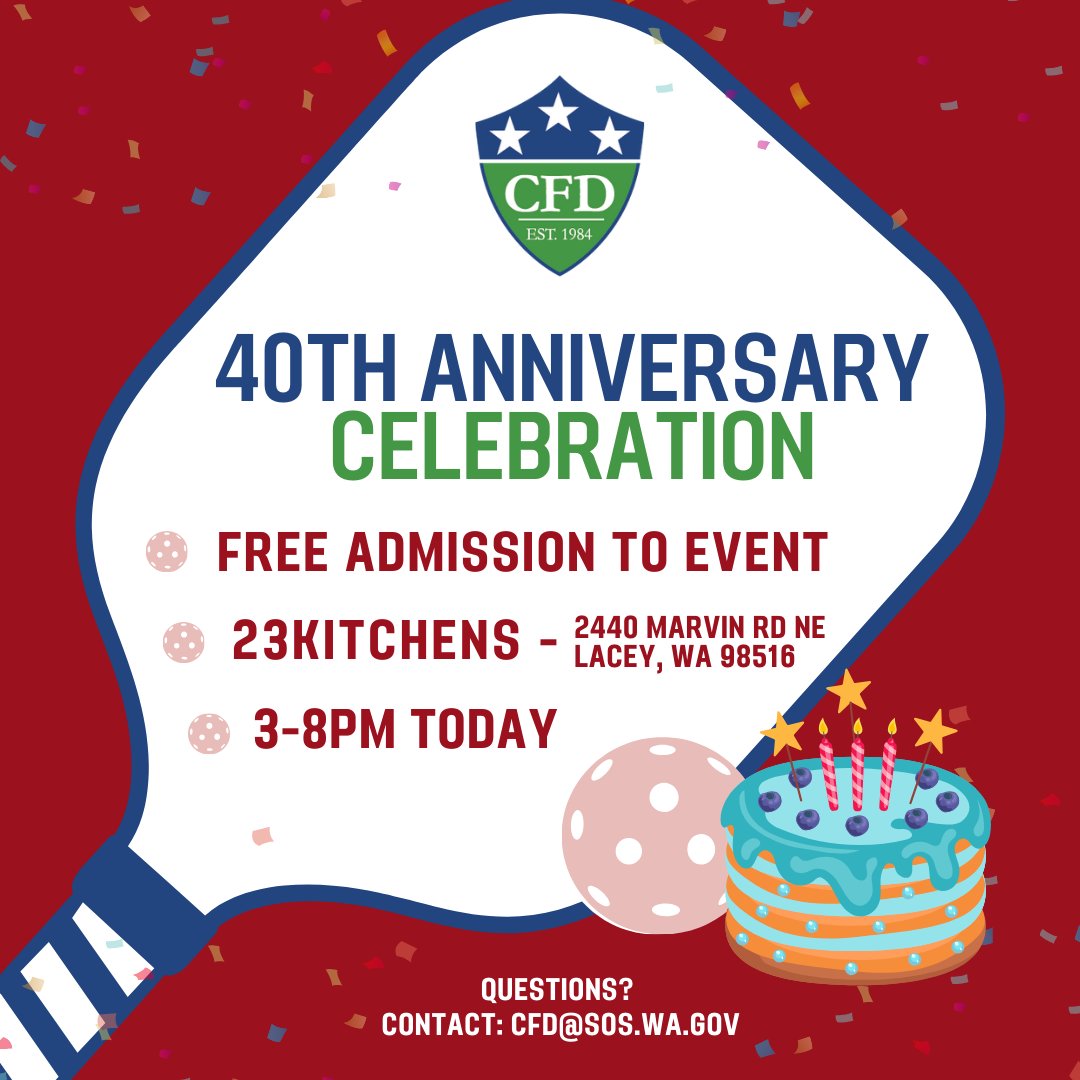 All are welcomed to join us today for our 40th anniversary celebration!🥳Enjoy some great food, bid for auction items, play yard games, and, most importantly, cheer on your fellow state employees and friends as they go head-to-head in our pickleball tournaments!