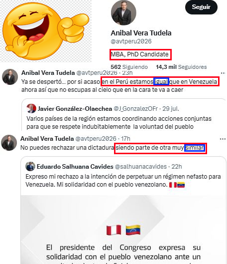 jasalhuana's tweet photo. @avtperu2026 Si "académico", @avtperu2026 luego de 5h la definición de igual es lo mismo que similar🤣. Hincha de @MartinVizcarraC . Este si era similar a Maduro, en pandemia a diario en TV en cadena, maratones para hacerse famoso a costa de nuestra desesperación y muerte, pero bien vacunado. https://t.co/AUaSnIpa5d