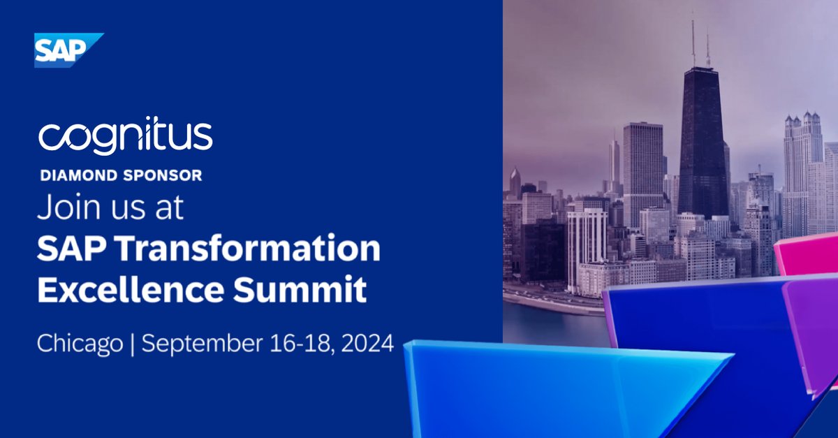 CognitusTweets's tweet image. Envision, plan, and drive your business transformation with Cognitus, the diamond sponsor for the @SAP Transformation Excellence Summit in Chicago  from September 16-18: hubs.la/Q02Jn-pn0  

#transformation #sapevents #sappartner #businesstransformation #innovation