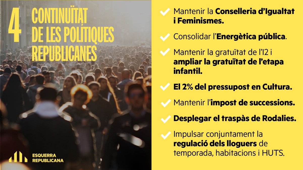 ❗️Què diu el preacord que votarà en consulta la militància d'<a href="/Esquerra_ERC/">Esquerra Republicana</a>? 👇

🔸Sobirania fiscal.
🔸Convenció nacional per a la resolució del conflicte polític.
🔸Rellançament de la llengua catalana i reconeixement nacional.
🔸Continuïtat de les polítiques republicanes.