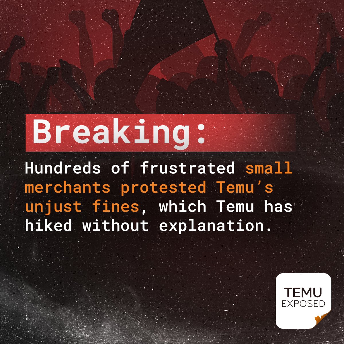 TemuExposed's tweet photo. 📉 How does Pinduoduo (PDD), Temu’s parent company, make up for their massive profit losses?

By imposing increasingly larger fines on the small merchants they use. That’s why hundreds of merchants protested outside of PDD’s offices in southern China.

Learn more via @bloomberg: