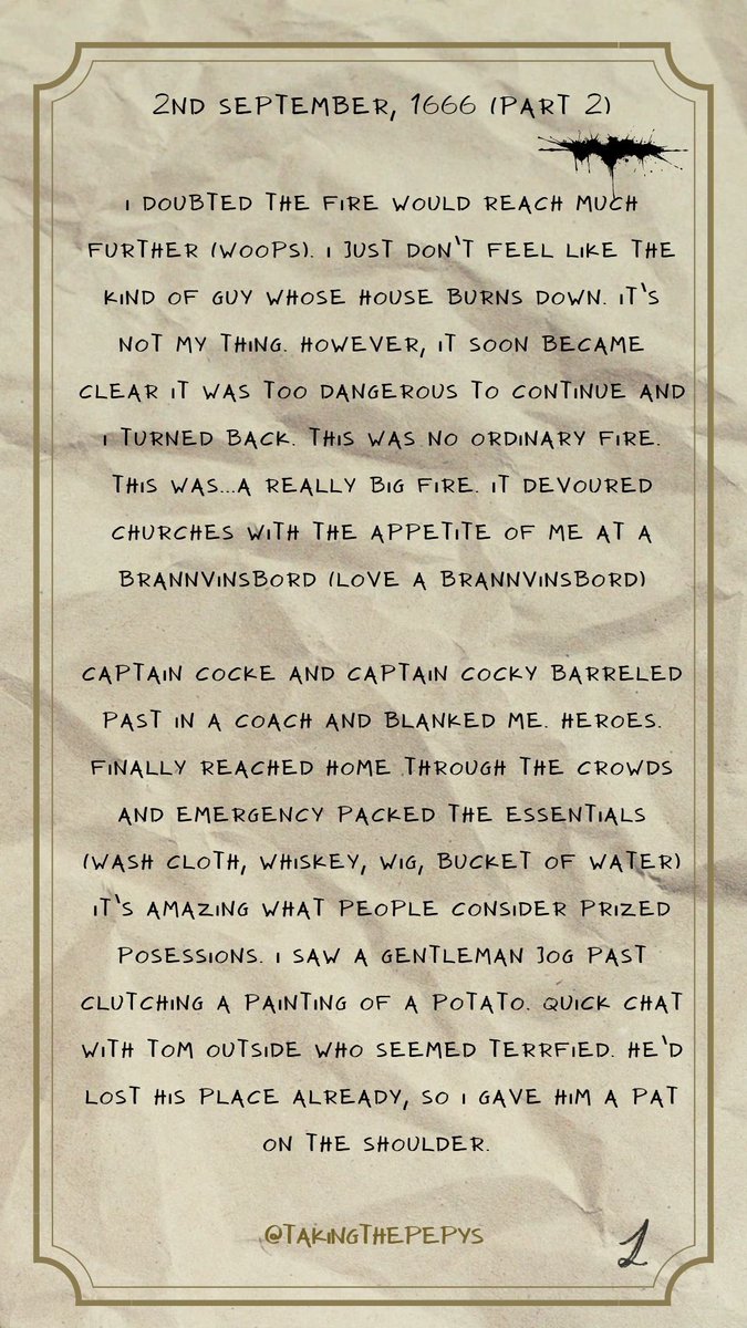 TakingThePepys's tweet photo. 2nd September, 1666 (Part 2) 

Nathaniel prepares for the worst. https://t.co/Hd4FrI2hZV