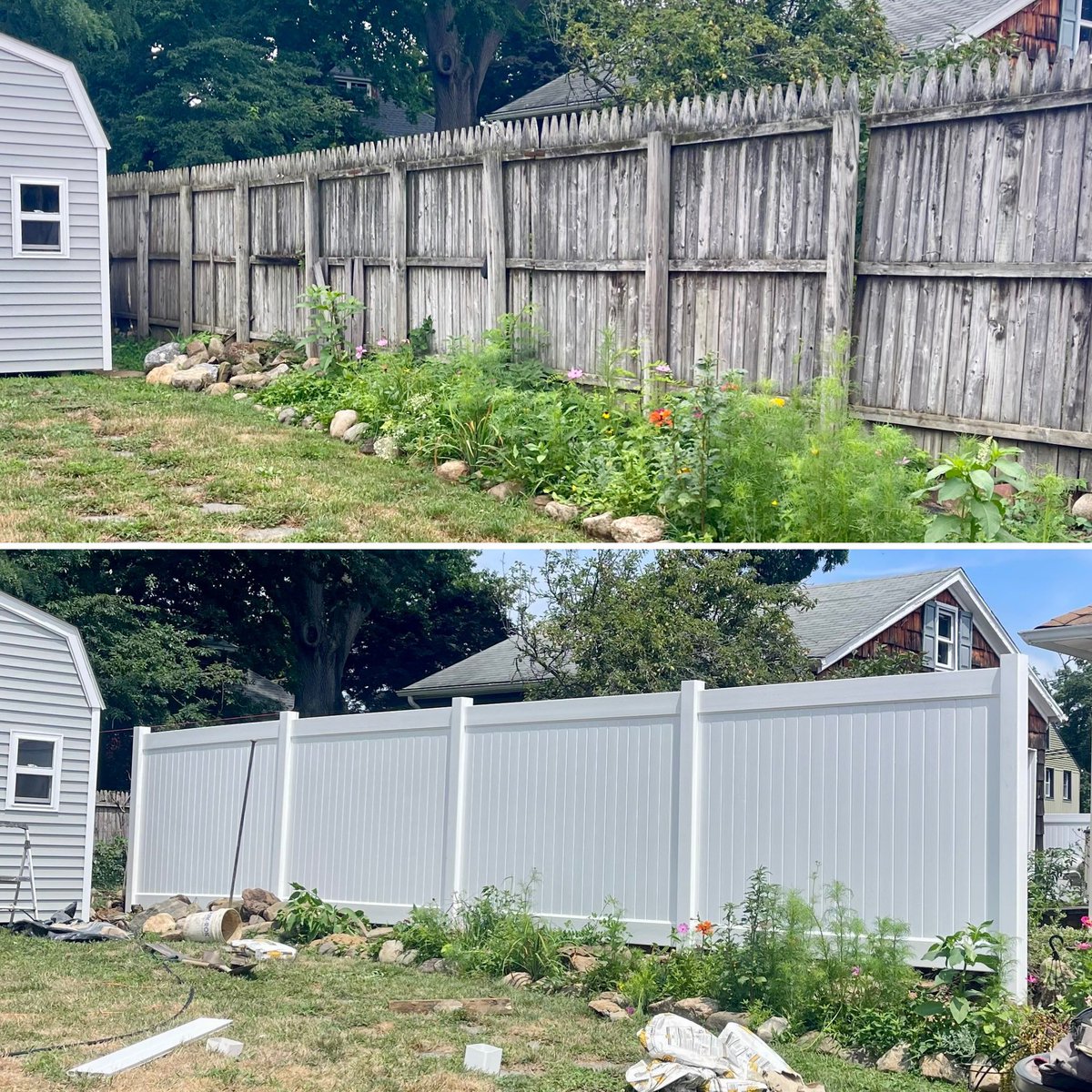 Liberty_Fence's tweet image. Say goodbye to worn-out wood and hello to durable, maintenance-free PVC! We’re transforming this #backyard space in #Commack with our 100% virgin vinyl Infinity Solid #privacyfencing. 🏡◽️

#fence #fences #vinylfence #vinylfencing #pvcfence #pvcfencing #backyardfence #LongIsland