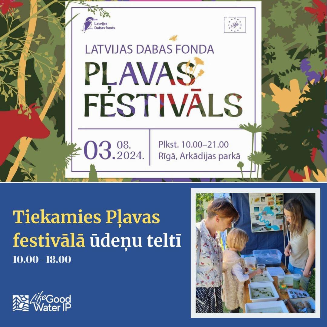 🥳 3. augustā tiekamies <a href="/LVDabasFonds/">Latvijas Dabas fonds</a> organizētajā Pļavas festivālā, kurš šogad notiks Rīgā, Arkādijas parkā.

LIFE GoodWater IP ūdeņu teltī varēs uzzināt daudz jauna par ūdeņu kvalitāti un to ietekmējošajiem faktoriem!💦

Pļavas festivāla programma 🔗 ej.uz/pļavasfestivāl…