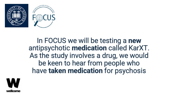 We are also supporting a study of a new medication 💊 for psychosis called FOCUS. You would be welcome to support this study as well 👇