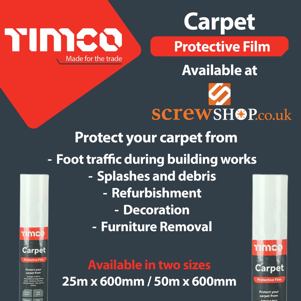 Screw_shop's tweet image. TIMCO Carpet Protector

Available in 2 sizes

screwshop.co.uk/timco-carpet-p…

#timco #screwshop #diy #trade