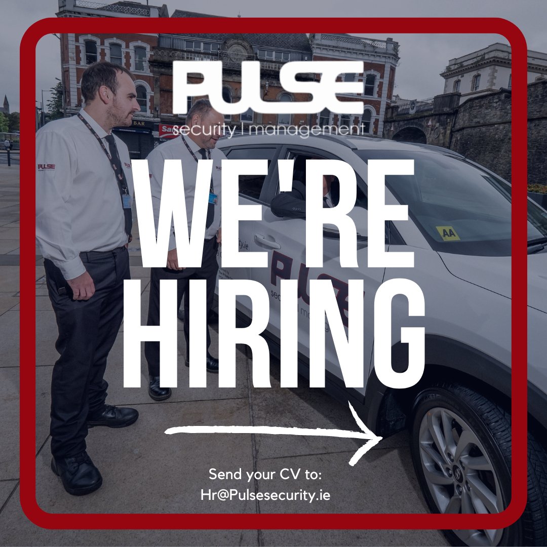 PulseSecurityM1's tweet image. 🔒 We&apos;re hiring! Join Pulse Security Management as a Corporate Security Guard or Construction Site Security in Dublin. Competitive pay, career growth, and work at prestigious sites await. Apply now! Submit CVs to hr@pulsesecurity.ie or call 01 4090202. #Jobs #SecurityJobs