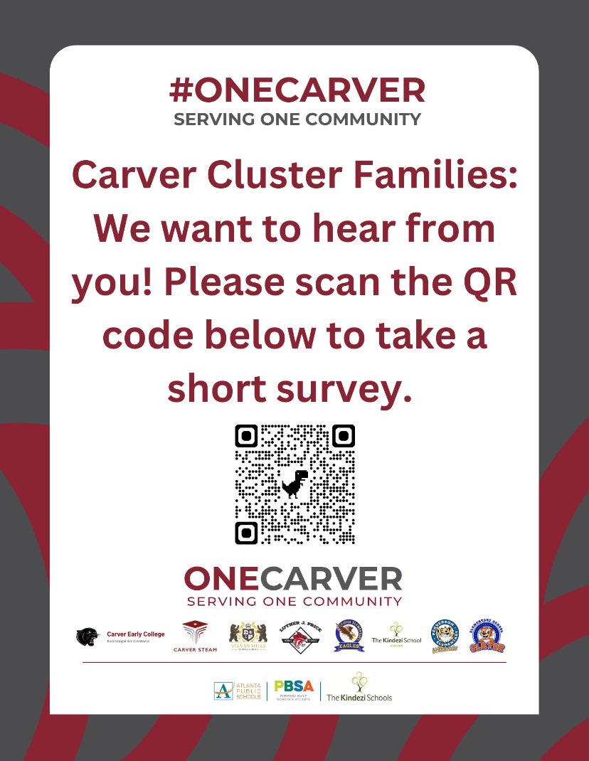 Parent Liaison Carver (@msmanago) on Twitter photo It's that time and we want to hear from you! Please scan the QR code #OneCarverServingOneCommunity
<a href="/carverpbsa/">Carver STEAM PBSA</a> <a href="/PBS_Atlanta/">Purpose Built Schools Atlanta</a> <a href="/CarverAPMcGhee/">Deon McGhee</a> It's that time and we want to hear from you! Please scan the QR code #OneCarverServingOneCommunity
<a href="/carverpbsa/">Carver STEAM PBSA</a> <a href="/PBS_Atlanta/">Purpose Built Schools Atlanta</a> <a href="/CarverAPMcGhee/">Deon McGhee</a>