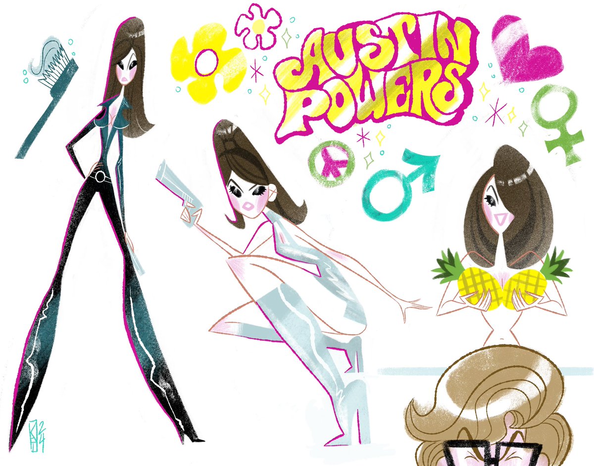 kathudsonart's tweet image. Rewatched the first #austinpowers movie the other day. They did Vanessa dirty in the sequel! What do you think of these movies? Want another one? 🤓 #pinupart #elizabethhurley #lizhurley