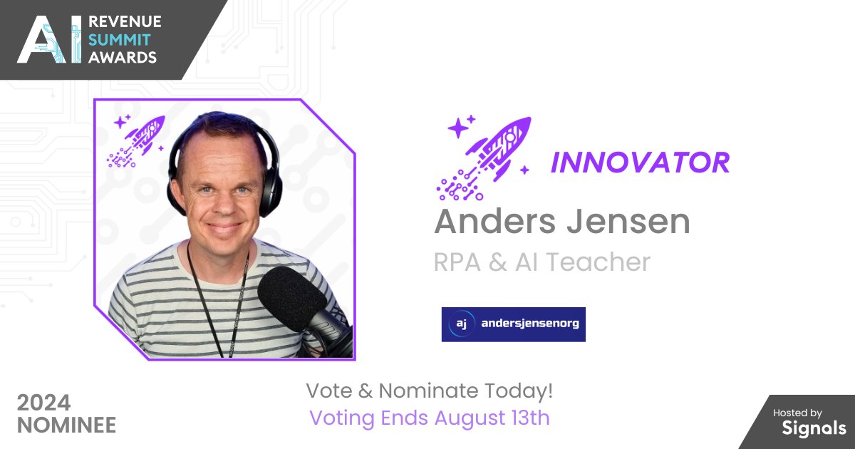 I'm nominated for the 2024 AI Innovator award 😍

The reasons from the committee:

- Practical AI application.
- Building community.
- Influencer.
- Educator.

Win or lose, it is wind in my sails. Good luck to the other nominees ❤️

Thanks for the nice words, @chat_funnels.