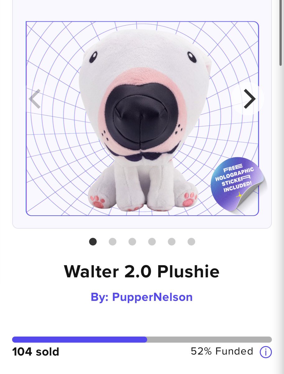 bow wow wow yippee yo yippee yay. We’ve arranged a ONE-TIME, seven day extension on the Walter 2.0 plushie. 

We need just 96 more Walter adoptions to reach the funding goal. Spread the word! 🐶 
makeship.com/products/walte…