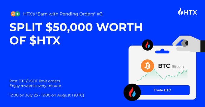 aleksseka's tweet photo. 🎉 HTX's Earn with Pending Orders #3 is Live! 🎉

Submit BTC/USDT limit orders and share in $50,000 worth of $HTX! 🌟
Get your rewards instantly! ⏱️

Claim your share 👉 https://t.co/JBBQ0pzD9E

#HTX #HTX_ETH #Bitcoin https://t.co/ZWHPJJGBE7