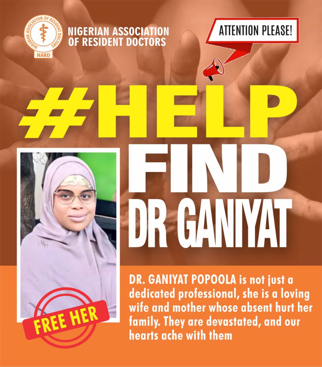 DrAishaMustaph1's tweet photo. #BringBackGaniyat 

Our plea continues!
Shattered and devastated, we continue to push for the return of Dr. Ganiyat. 

We implore you to use your influence to secure her release. Her family, friends, colleagues and patients await her safe return. Let's unite to bring her home!"

It’s been over seven months! We need your help to #BringBackGaniyat 

@OfficialDSSNG 
@HQNigerianArmy 
@PoliceNG 
@ubasanius 
@GovKaduna 
@DepGovKaduna 
@contactkdsg 
@samuelaruwan 
@officialABAT 
@officialSKSM