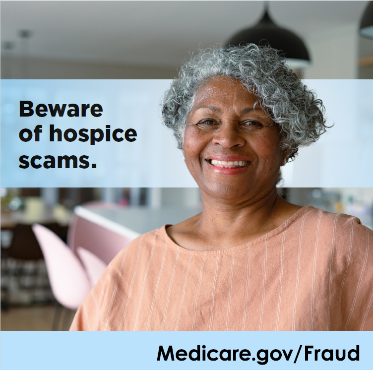 NPHIhealth's tweet image. Only you and your doctor can decide about hospice care. Beware of strangers selling hospice.

Report Medicare Fraud: medicare.gov/basics/reporti…