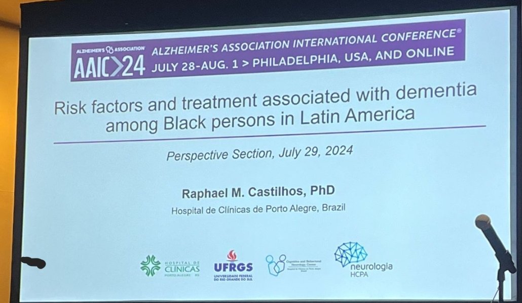 Happy to present a perspective on dementia risk factors and treatment of Black persons in Latin America in #AAIC2024 at Philadelphia. <a href="/alzassociation/">Alzheimer's Association</a> <a href="/HCPA_/">HCPA</a>