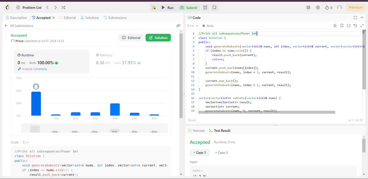 Princeishere0's tweet photo. Day 34th of #100daysofcode Completed with 2 topic questions of @striver_79 A2Z DSA sheet.
Questions are:-
1. Learn All Patterns of Subsequences (Theory)
2. Print all subsequences/Power Set.
(took hints to solve this question) 
#buildinpublic 
#LearningJourney 
#learntocode https://t.co/76ptMFHAof