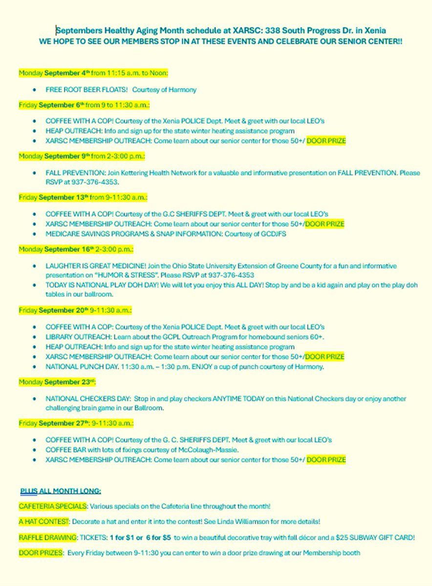 Coming up in SEPTEMBER!