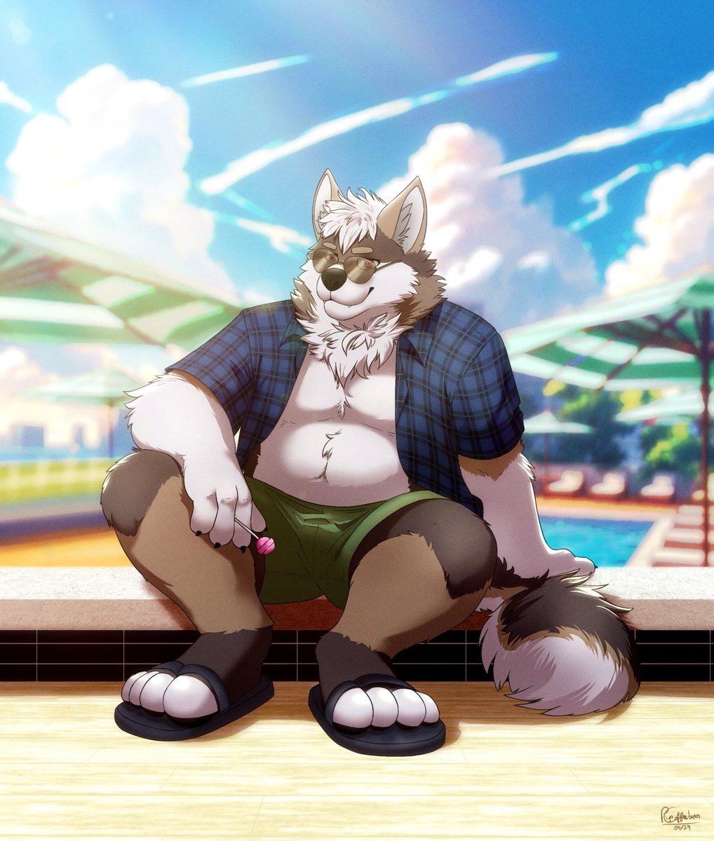 PupCoffeeBear's tweet photo. "Enjoying mid-year pool days"
Commission for @impwuff
Thanks for the support 🐻🤎 
#furry #furrycommision #furryart #furrycommunity https://t.co/QTXmb29XDX