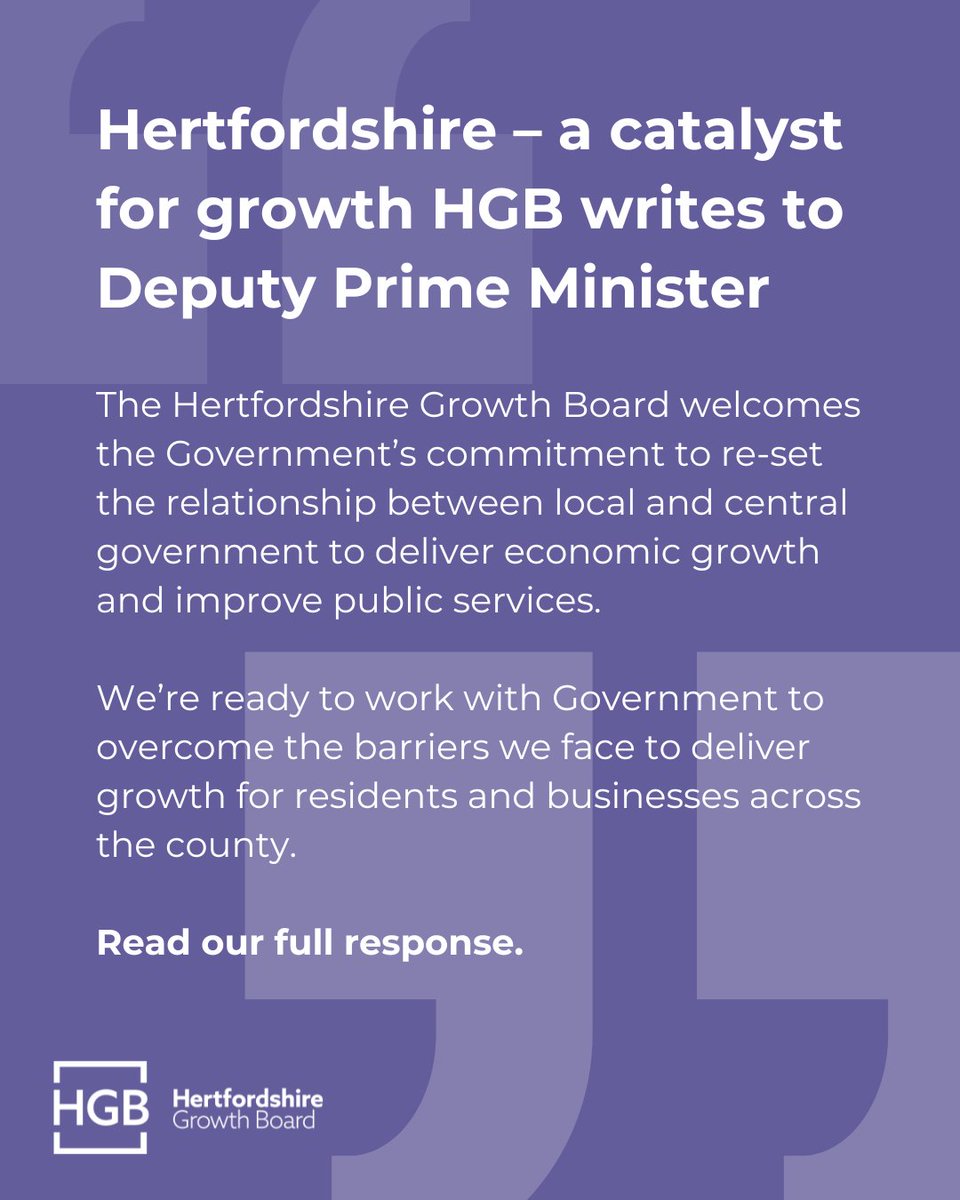 🤝 We welcome the Government’s commitment to re-set the relationship between local and central government to deliver economic growth and improve public services. 

hertfordshiregrowthboard.com/2024/07/30/her…