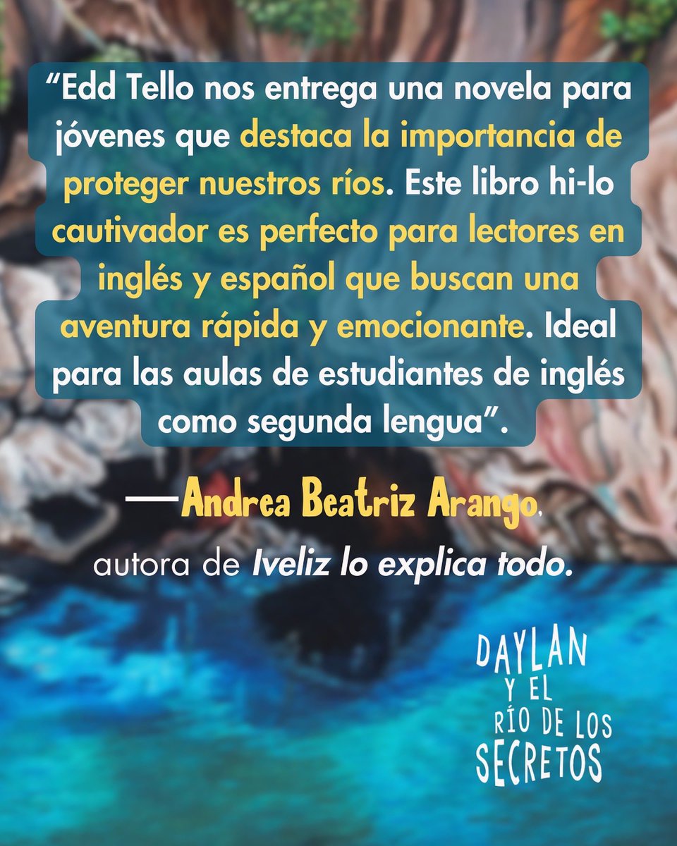 My middle-grade book, ‘Daylan and the River of Secrets,’ will be out this Thursday, and I couldn’t be happier to share this special endorsement from talented author, Andrea Beatriz Arango! Having read and admired ‘Iveliz Explains It All,’ her endorsement means so much to me. ✨