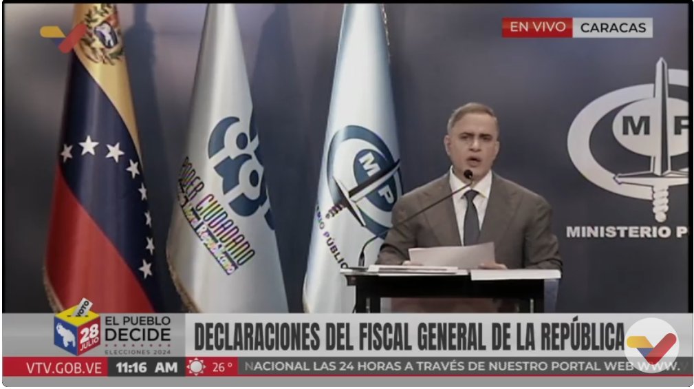 #EnVivo | Fiscal General de la República <a href="/TarekWiliamSaab/">Tarek William Saab</a>: "Ha fallecido un digno funcionario de la Fuerza Armada Nacional Bolivariana en Maracay, estado Aragua, producto de los disparos de estos manifestantes".

#GanóLaPazYLaEsperanza