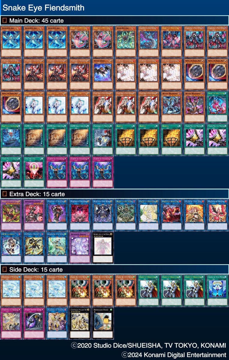 fr3nk28's tweet photo. Made Day 2 at the EUWCQ with Snake Eye Fiendsmith (ended day 1 6-3 but was still in top 256 for day 2 entry).
Then I lost the first game of day 2 so I was automatically out from there.

Decklist felt good, the only big change I should have made is Spooky Dogwood instead of Droll. https://t.co/dmAxYodqqI