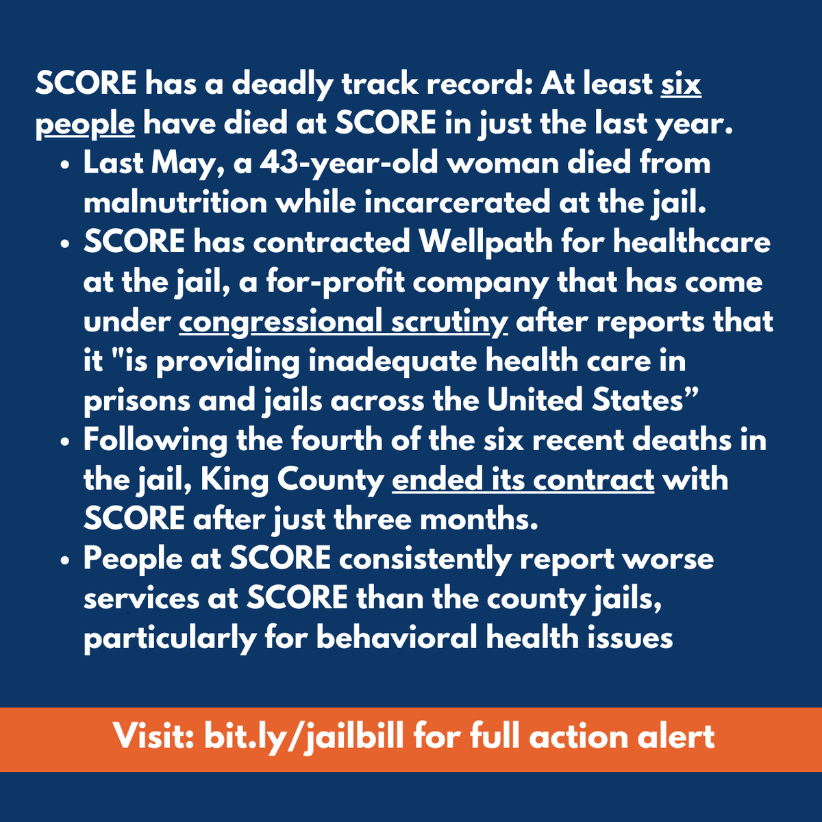 CMTammyMorales's tweet image. ❗ ACTION ALERT: The Seattle City Council is attempting to expand incarceration for people accused of low-level misdemeanors with the deadly SCORE jail, which has seen at least six people die in just the last year. 

Full action alert at bit.ly/jailbill.