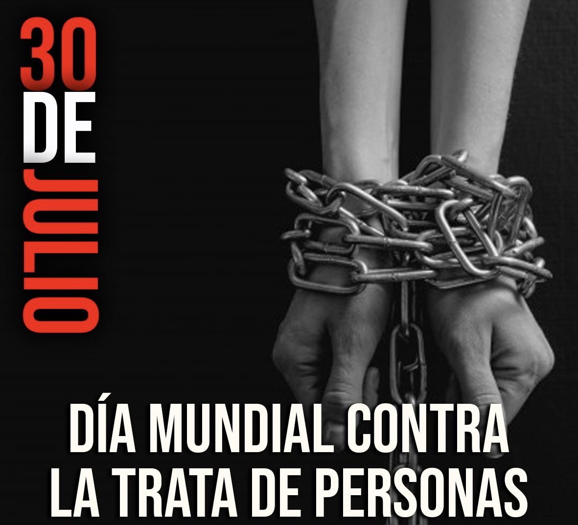DIA MUNDIAL CONTRA LA TRATA.
Ninguna persona está en venta. Por una vida en dignidad. 
#30J 
 #ContraLaTrata