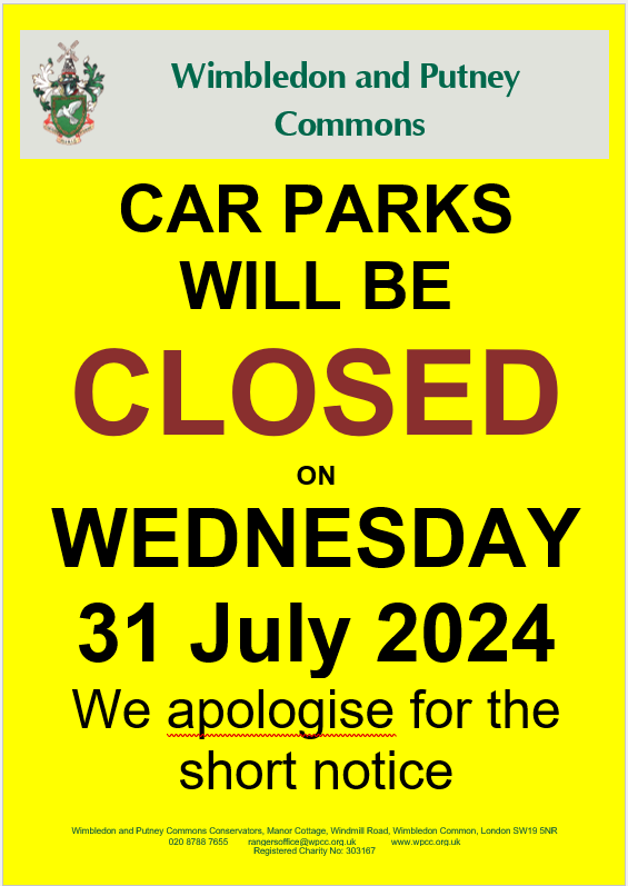 With apologies for the short notice, Springwell car park and the REMPF car park will be closed on Wednesday 31 July 2024.  The Windmill Car Park will be open as normal.