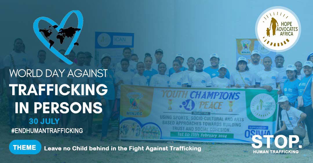 Today we join the rest of the world in commemorating the world day against trafficking in persons under the theme: leave no child behind in the fight against Trafficking.

We stand in solidarity with all survivors of trafficking and will continually fight for justice n equality.