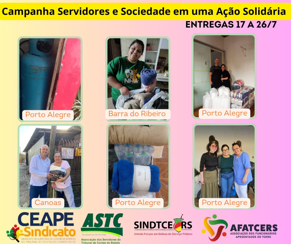 CEAPE_Sindicato's tweet photo. Campanha de doações segue com entregas em Porto Alegre, Canoas e Barra do Ribeiro https://t.co/WoQzESXcd6 https://t.co/GTiYEg3IfZ