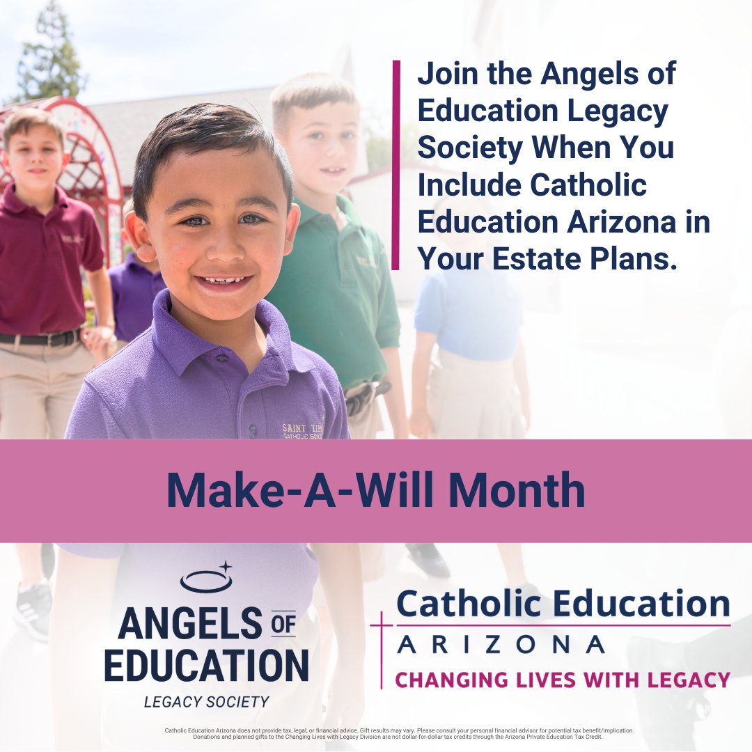 Did you know August is Make-a-Will Month? Now is the perfect time to ensure your loved ones are cared for, and your values live on. Visit CEAZ.GiftLegacy.com for resources and guidance. #CatholicEducationArizona #Arizona #Education #Scholarships #CatholicPhilanthropy