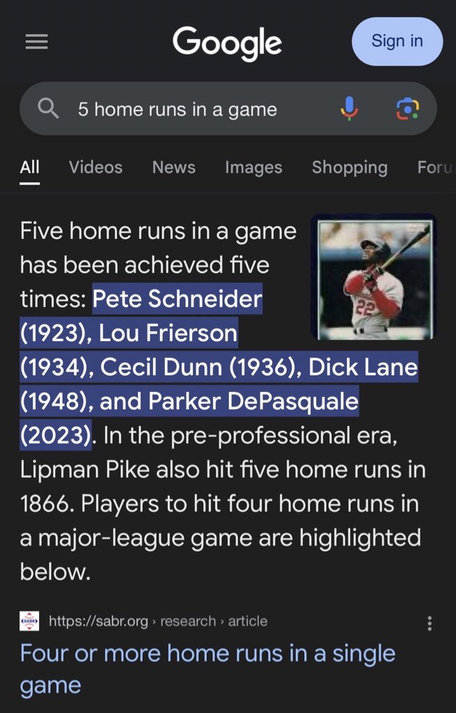 PDepo8's tweet image. 1 year ago I hit 5 Home runs in 1game in Pecos League Independent Professional baseball. Modern day Record for homers in a pro game including all levels. In 100G in Santa Fe I had 53 career home runs which is a Franchise Record and 2nd in League history. sabr.org/research/artic….