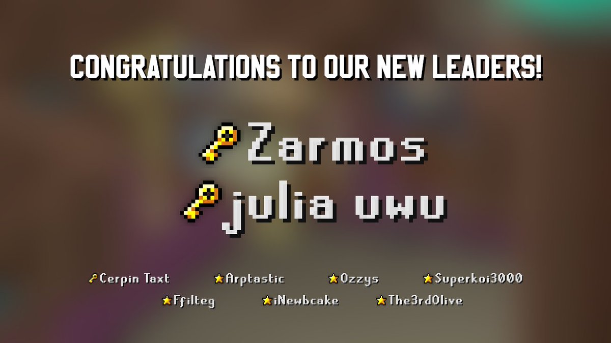 Congratulations to our new Leaders, <a href="/ZarmosRS/">Zarmos</a> (Head of Clan Organisation) and <a href="/laagone/">juli</a> (Head of Member Management)! <a href="/GothicLogic/">GothicLogic/Morski</a> has sadly stepped down from the team - thank you for everything you've done for Totus. Please join us in wishing our new Leaders well in their roles!🌟
