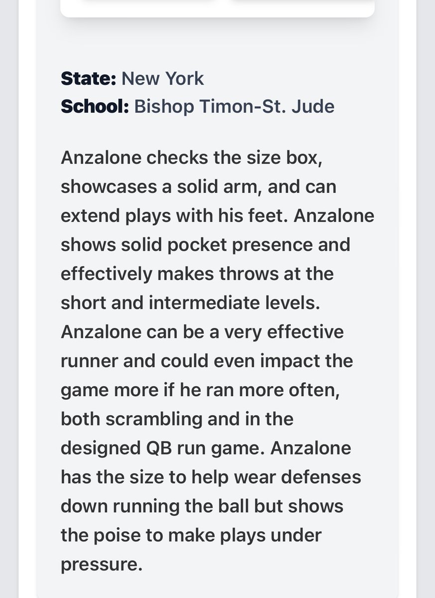 Dominic Anzalone 2026 QB (@dom_anzaloneqb) on Twitter photo Thanks to <a href="/PrepRedzoneNY/">Prep Redzone New York</a> & @PRZCaleb for the ranking of #3 best 26’ QB in NYS. Only up from here! <a href="/CoachMcCannERT/">Coach McCann</a> Thanks to <a href="/PrepRedzoneNY/">Prep Redzone New York</a> & @PRZCaleb for the ranking of #3 best 26’ QB in NYS. Only up from here! <a href="/CoachMcCannERT/">Coach McCann</a>