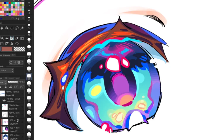 Trying to study some eye coloring styles and applying the techniques to my art  