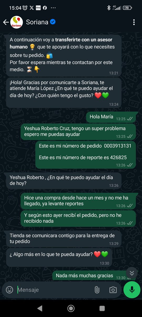 <a href="/TiendaSoriana/">Soriana</a> <a href="/TiendaSoriana/">Soriana</a> necesito de su ayuda, ya tengo una despensa de más de un mes, ya levante reportes y justo ayer resulta que ya la entregaron pero no he recibido nada.