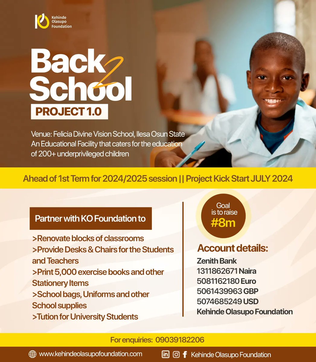 KeniMide's tweet photo. @Tunde_OD We are presently working on supporting free Education for over 200 marginalised children in Osun State. https://t.co/yJCoZAr2CL