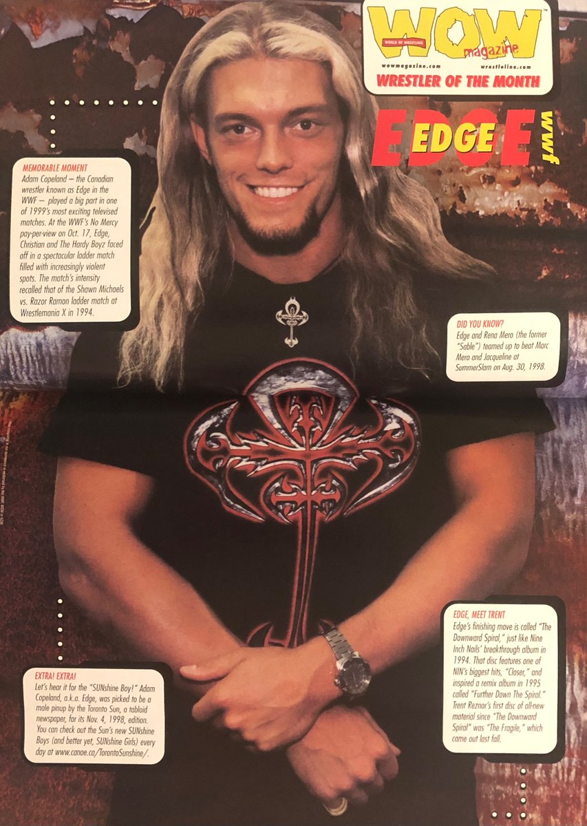 WOW__Magazine's tweet image. Edge from WOW magazine issue 9
#edge #classicwrestling #adamcopeland #attitudeera #wrestling #classicwrestling #90swrestling #wwe #wwf #aew #AEWRampage #wwehof #wwehalloffame