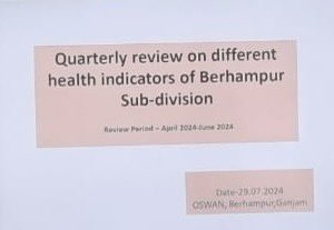 SambitBegray's tweet photo. @HFWOdisha @nhmodisha @GanjamHealth @Ganjam_Admin @ChcPatrapur2024 Attended the Quarterly review of different Health activities on 29th July under the Chairmanship of Sub-Collector &amp; SDM, Berhampur in presence of all the district officials &amp; ICDS deptt.. https://t.co/X8BaKQHkXP