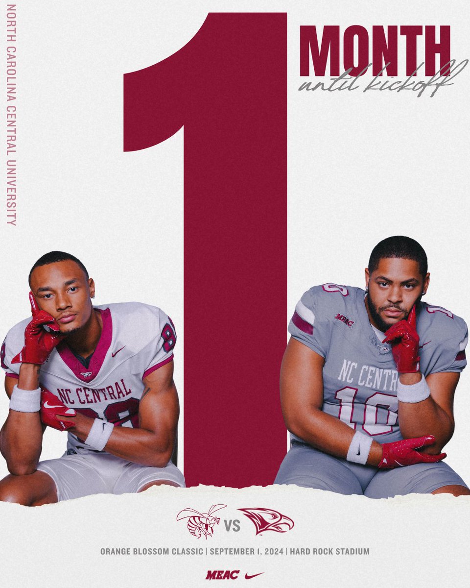NCCUAthletics's tweet photo. It’s the Final Countdown!

Let us know which games you're coming to 👇🏽

#CultureOverScheme #NCCUFootball #BeGreat @NCCU_Football https://t.co/LJefnfBxmf