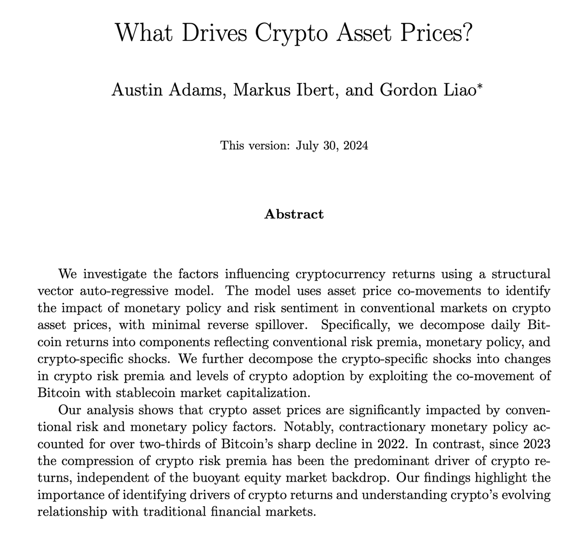 Research from @gordonliao , @Uniswap & Copenhagen Business School show why crypto  asset prices are not as unpredictable and illogical as they seem. In fact  traditional financial factors — like U.S. monetary