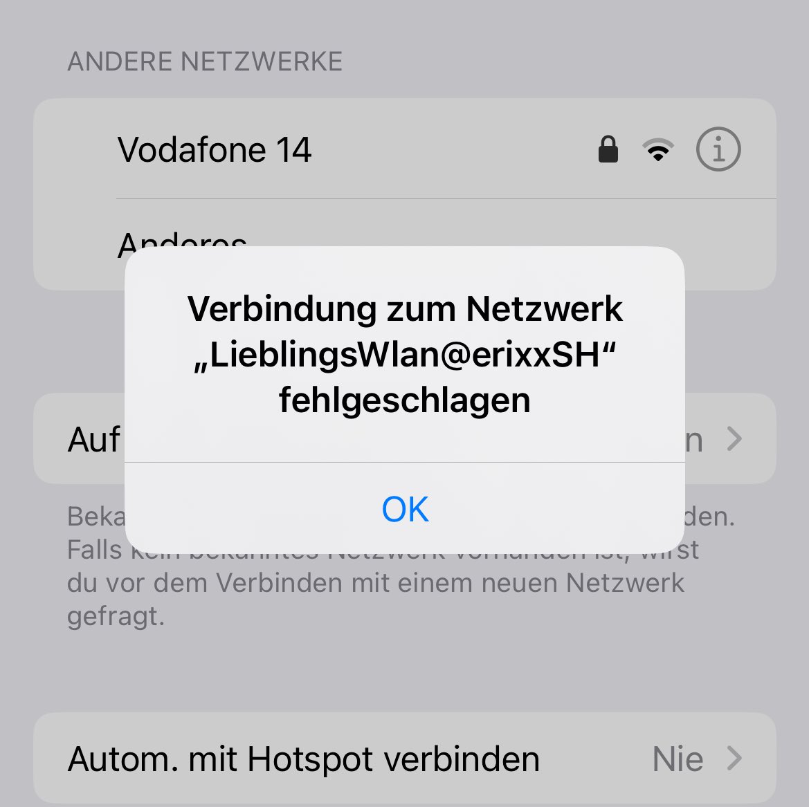 Übrigens ein sehr schlechter Name für ein Wlan, dass meistens nicht funktioniert @erixxshinfo
