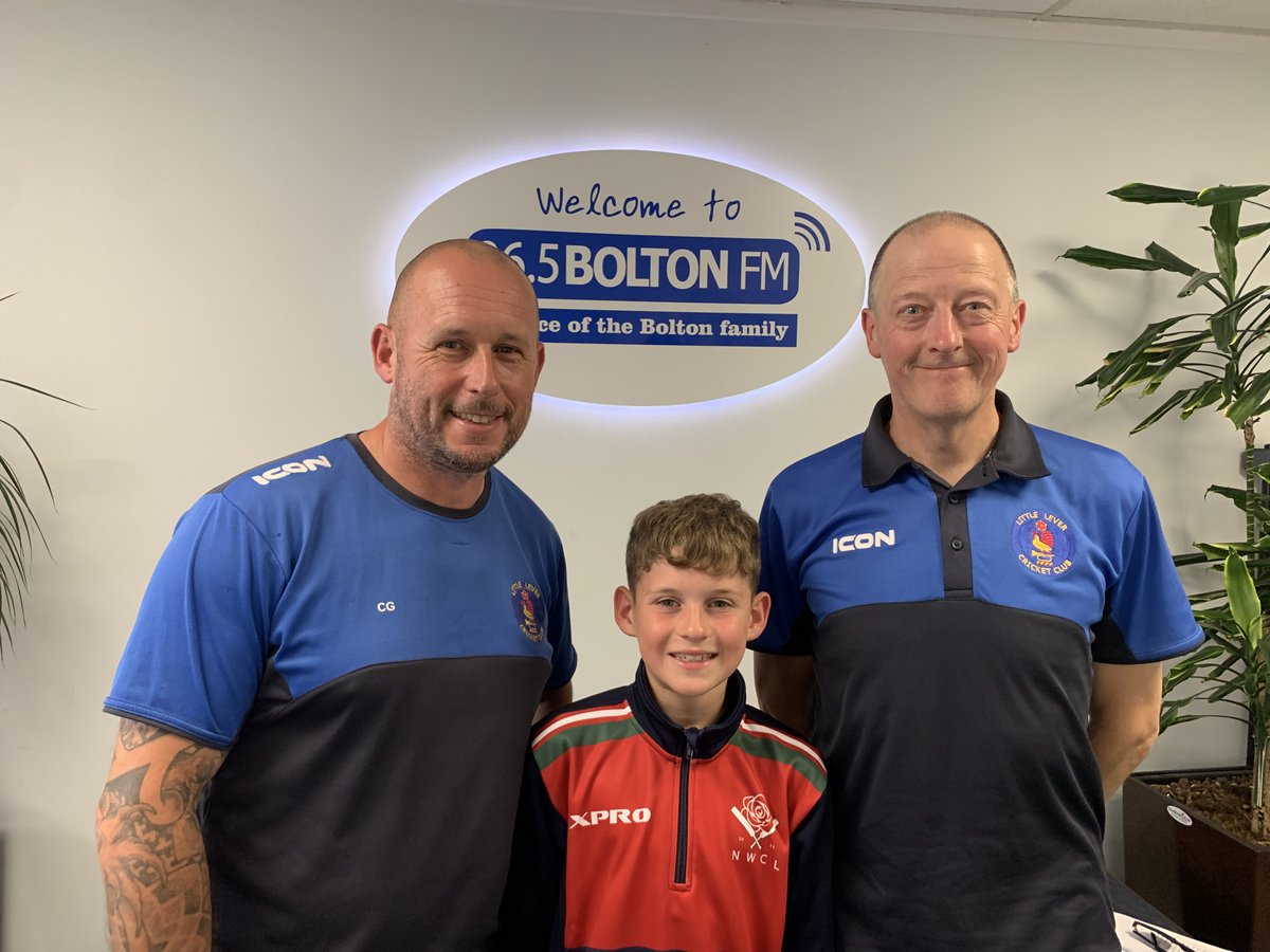 BoltonFM's tweet photo. Hello Chris here with #QuickCricket!

We're joined by @ChrisGarne55803 and Jon Pendlebury of @LittleLeverCC discussing all things #juniorcricket.

And yes that includes Chris's son Henry😃. https://t.co/W8gGYsV9PU