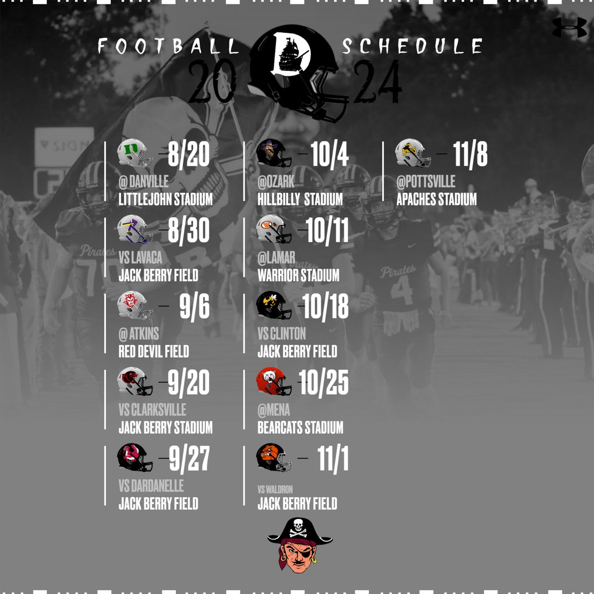dover_athletics's tweet photo. The Gridiron Pirate schedule for 2024! #PirateNation https://t.co/je8bTXajL5