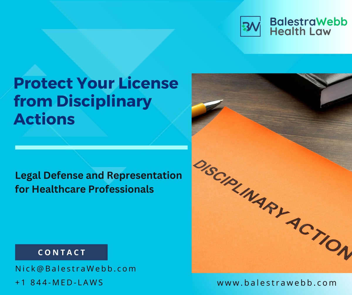 BalestraWebbLaw's tweet image. 🛡️ Safeguard your professional license with BalestraWebb Health Law 🛡️

Don&apos;t face these legal challenges alone – reach out to us today for expert support and protection!

 📞844-MED-LAWS
📧 Nick@BalestraWebb.com

#LicenseProtection #LegalDefense #HealthcareProfessionals