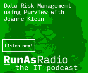Sure, your company data is an asset - but it's also a liability!

<a href="/JoanneCKlein/">Joanne C Klein 🇨🇦</a> talks on RunAsRadio at runasradio.com/Shows/Show/942 about the role of Microsoft Purview in helping with the governance of company data - mitigating risk while also taking advantage of its value!