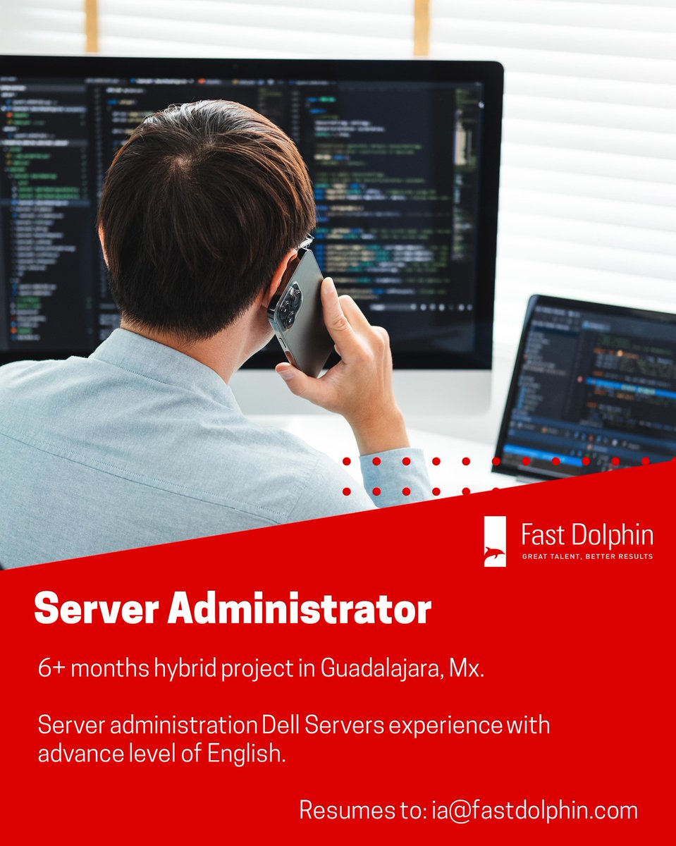 fastdolphin's tweet image. USD Referral Bonus!

For more details about this exciting opportunity, visit our website: fastdolphin.com/vacante/?ident…

#Serveradministrator #dellserver #itadministrator #HybridWork #Guadalajara #Engineering #Consulting